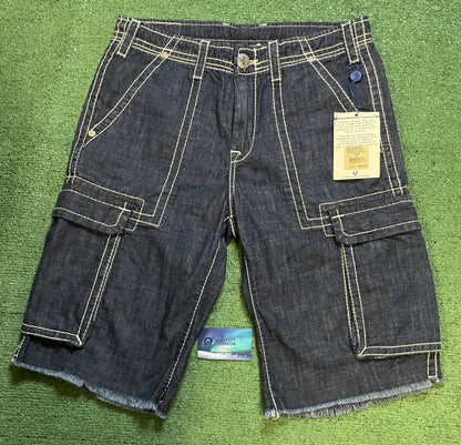 Vintage True Religion dark wash cargo shorts
