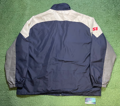Vintage 2000s Seattle Seahawks white and blue windbreaker zip up jacket