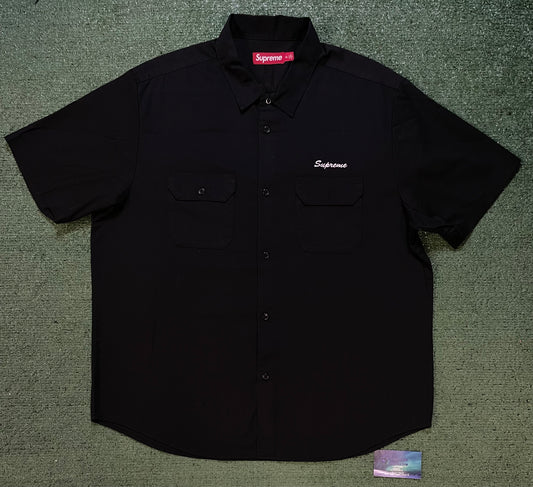 Supreme rhinestone pin up work shirt