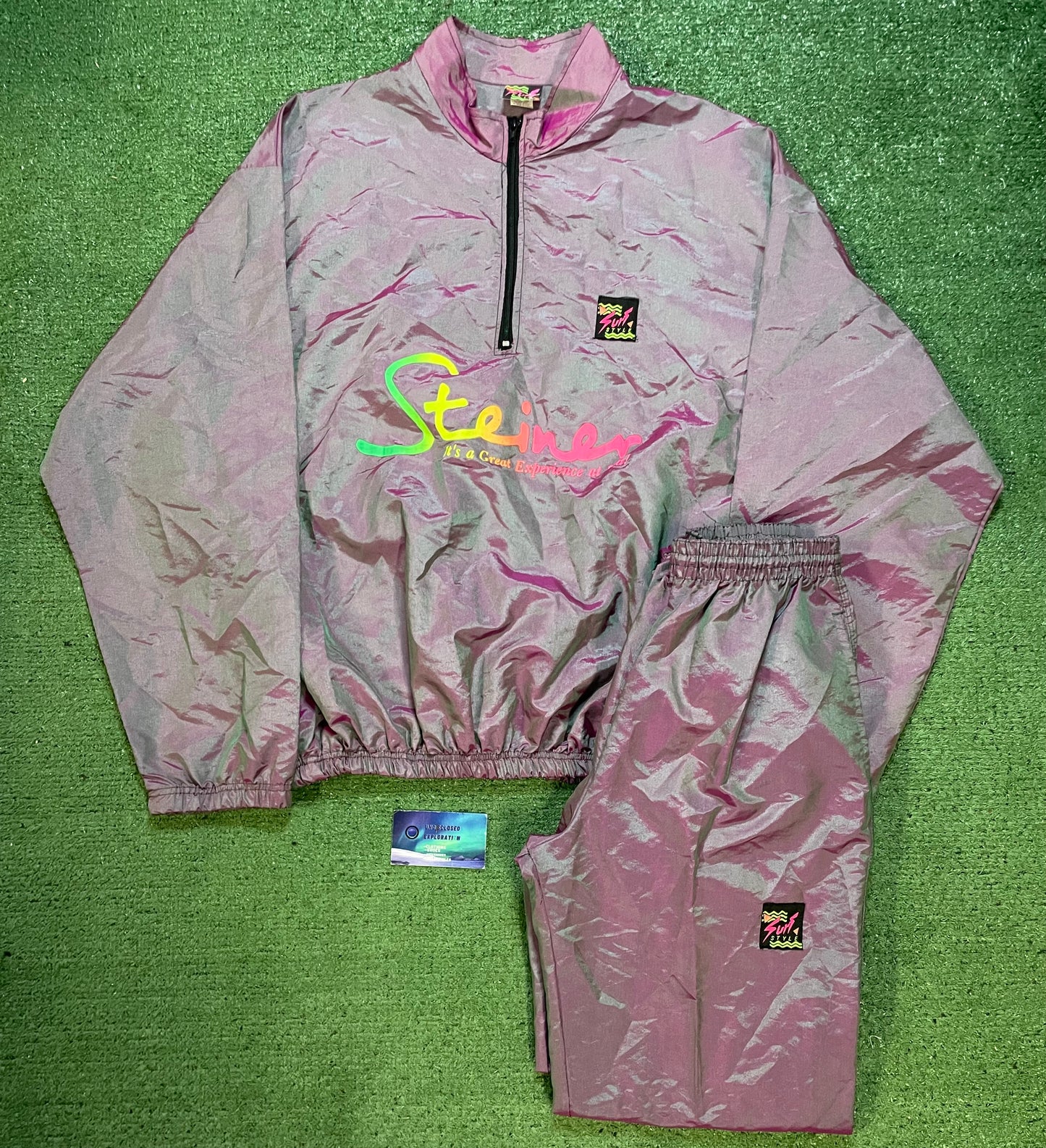 Vintage 1990s Surf Style Steiner iridescent sweatsuit