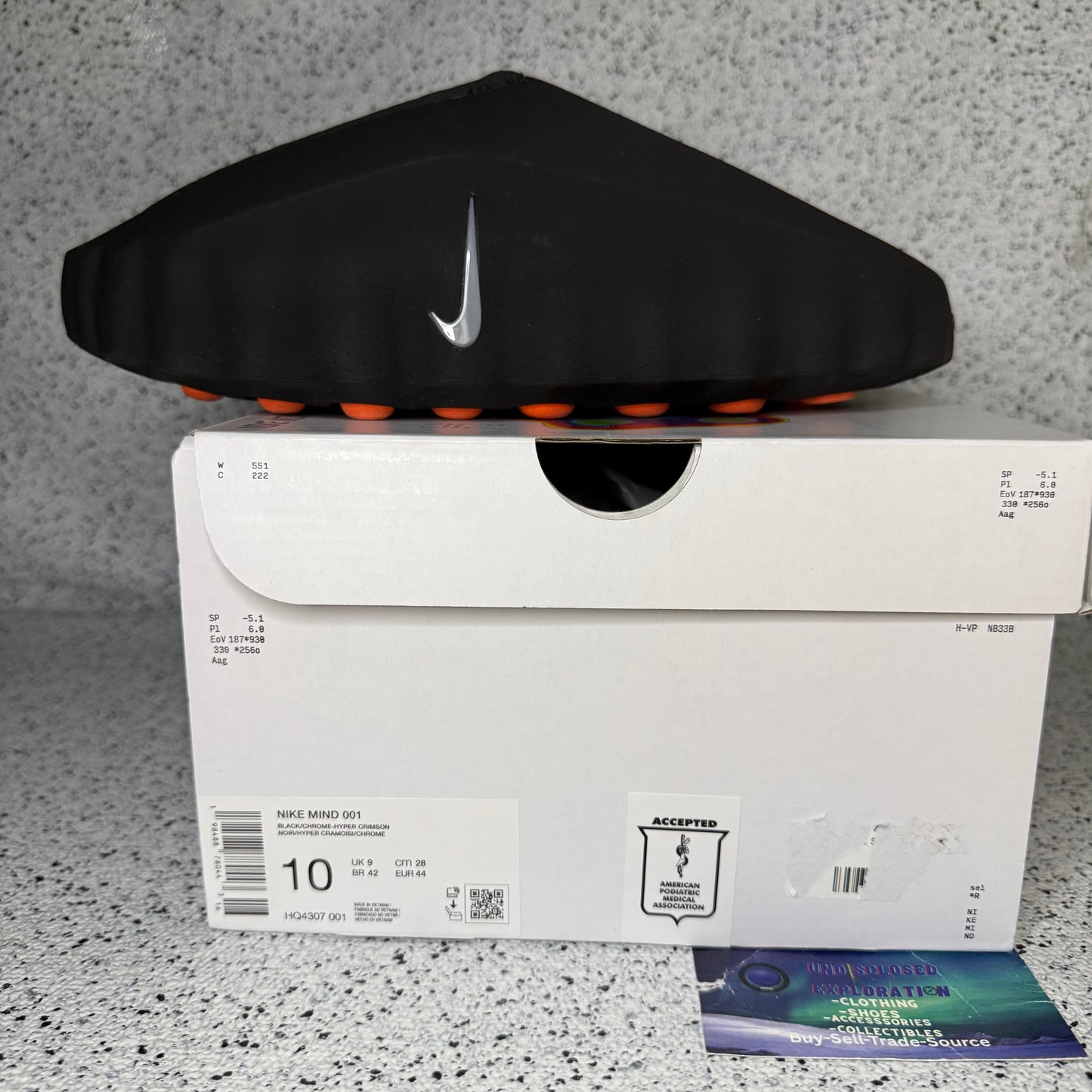Nike Mind 001 Slide Black 10 Men “Preowned”
