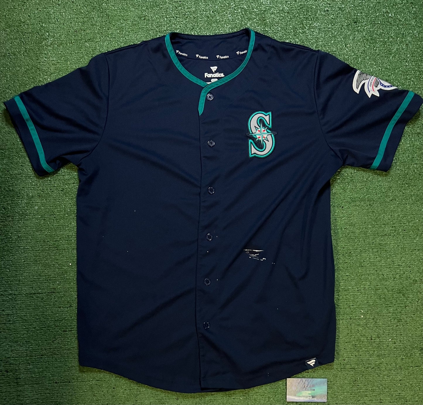 Seattle mariners American League patch blue and teal jersey