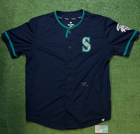 Seattle mariners American League patch blue and teal jersey