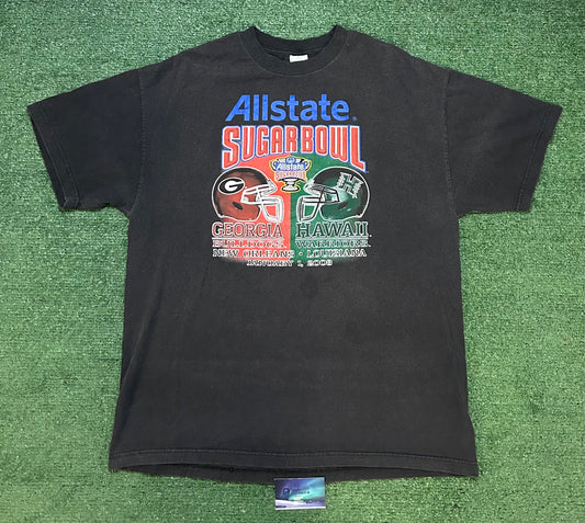 Vintage 2008 sugar bowl university of Georgia vs university of Hawaii tee