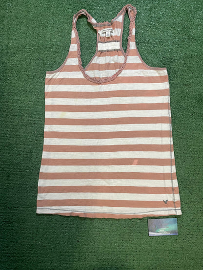 American Eagle racerback pink and white top