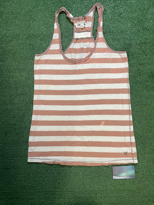 American Eagle racerback pink and white top