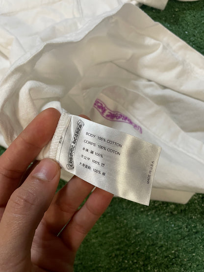 Chrome Hearts white and purple neck logo tee