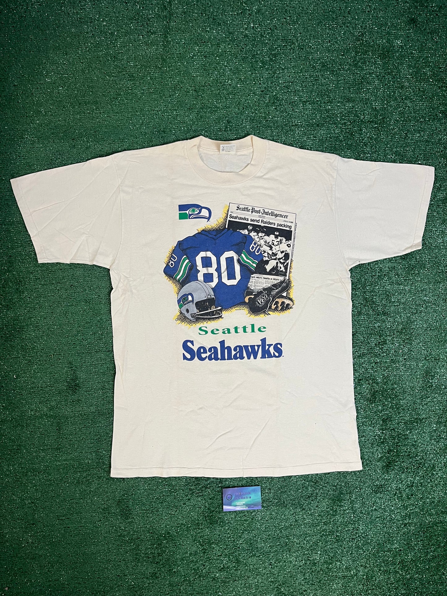 Vintage 1994 Seattle Seahawks newspaper Seattle post intelligencer tee