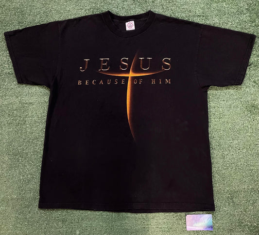 Vintage 1990s Jesus Because of Him tee