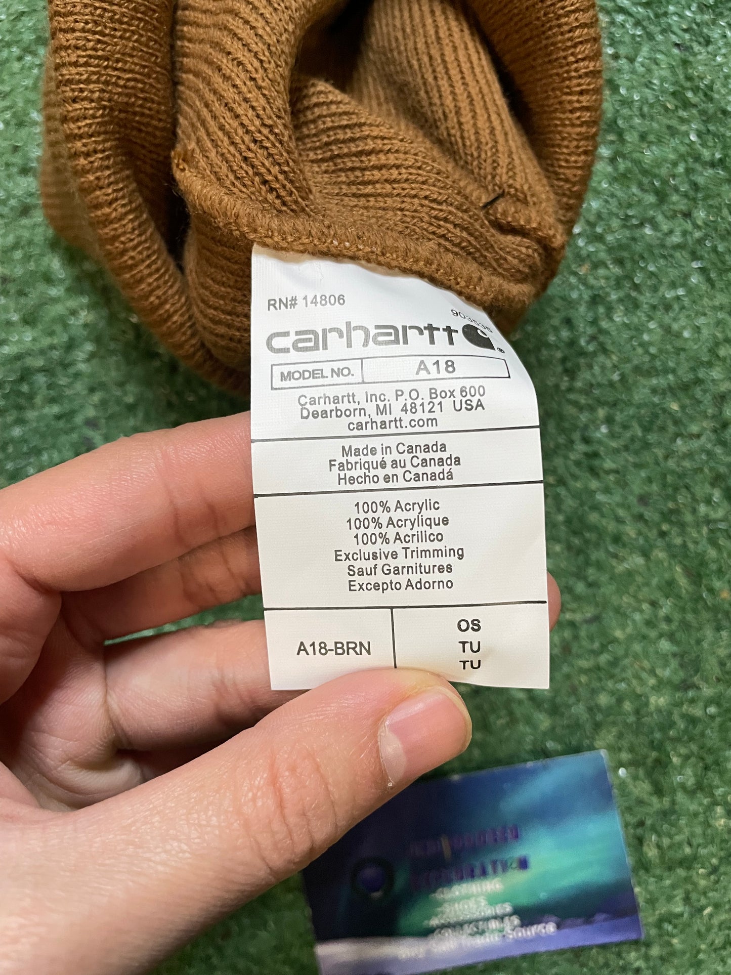 Carhartt brown knit cuffed beanie