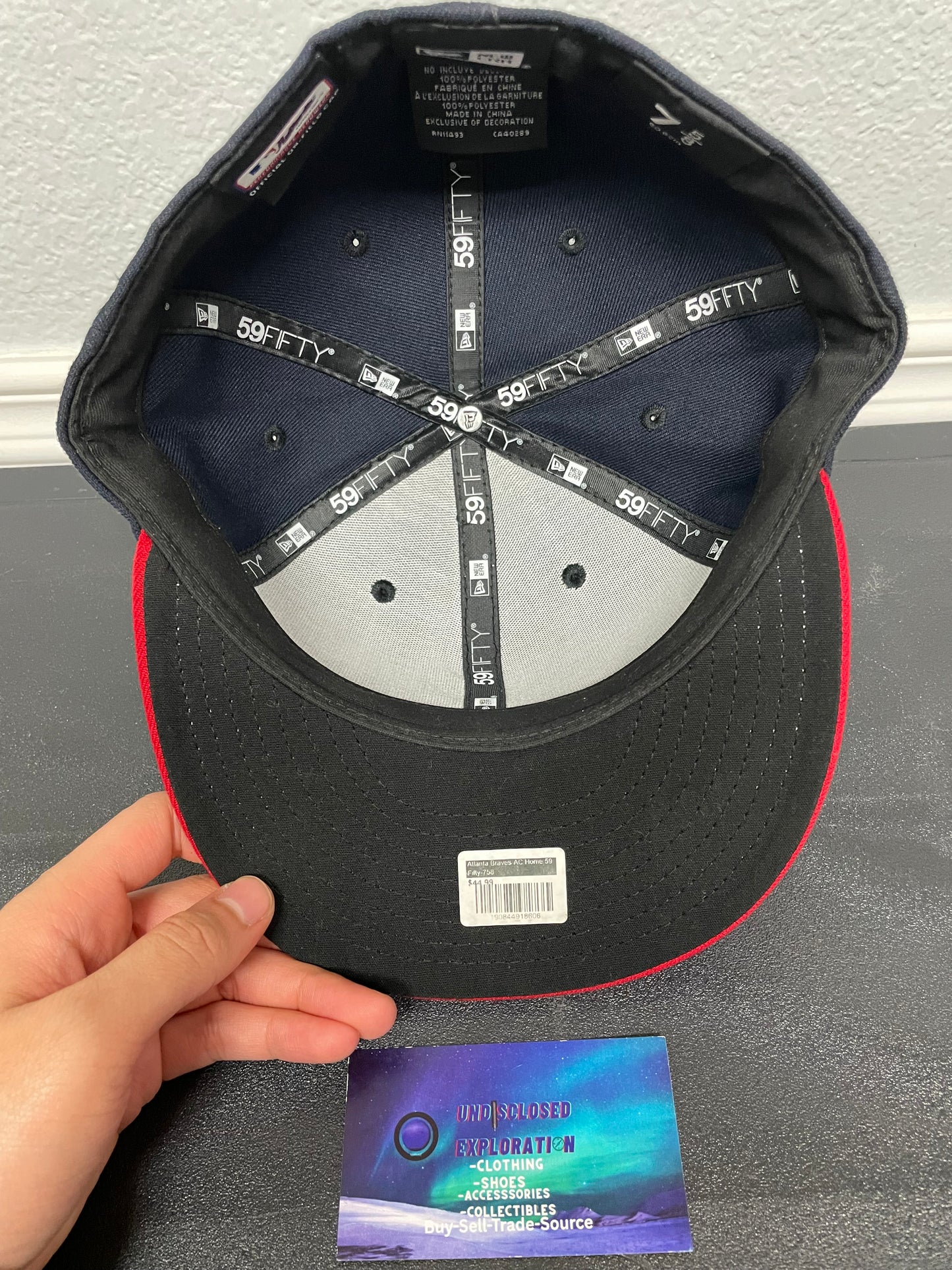 Atlanta Braves navy and red new era fitted hat