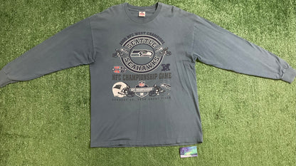 Vintage Seattle Seahawks 2005 NFC West Championship Long Sleeve Tee