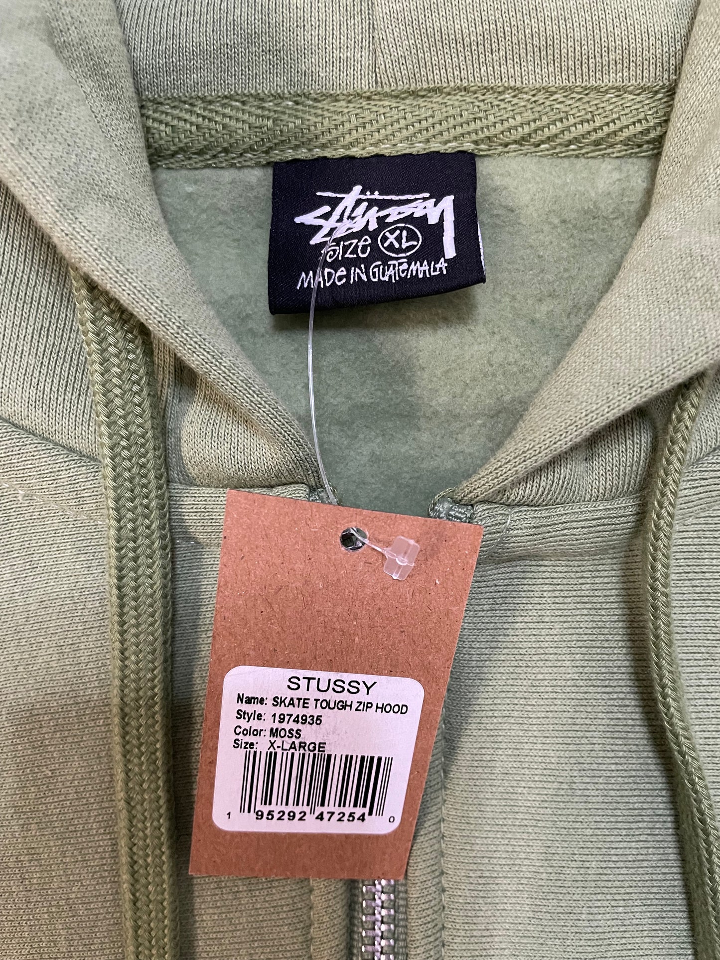 Stussy skate tough moss green zip up hoodie