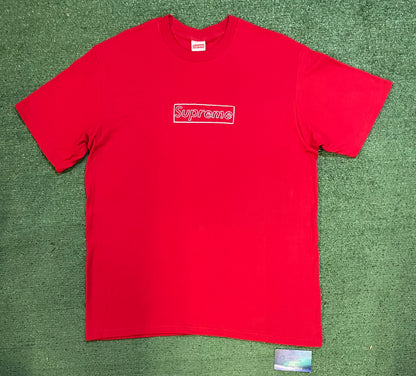 Supreme X kaws box logo red tee