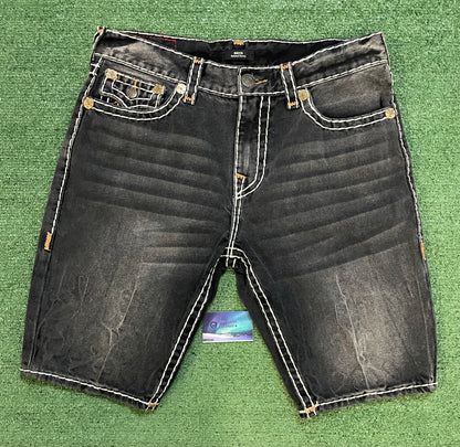 True Religion Rocco flap dark metal wash Jean shorts