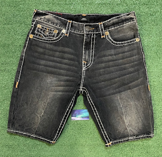 True Religion Rocco flap dark metal wash Jean shorts