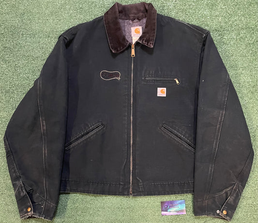 Vintage Carhartt black Detroit embroidered jacket