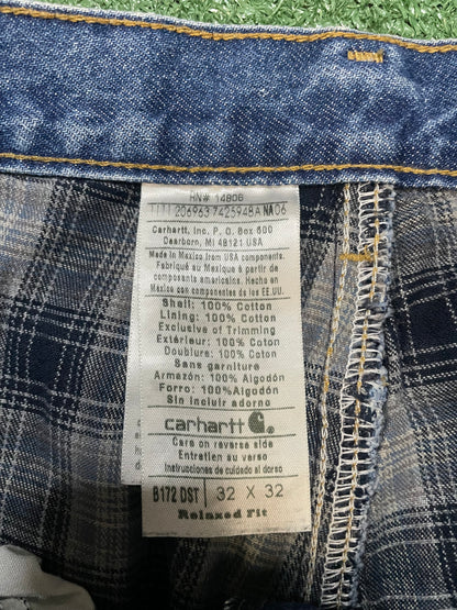 Carhartt flannel lined blue jeans