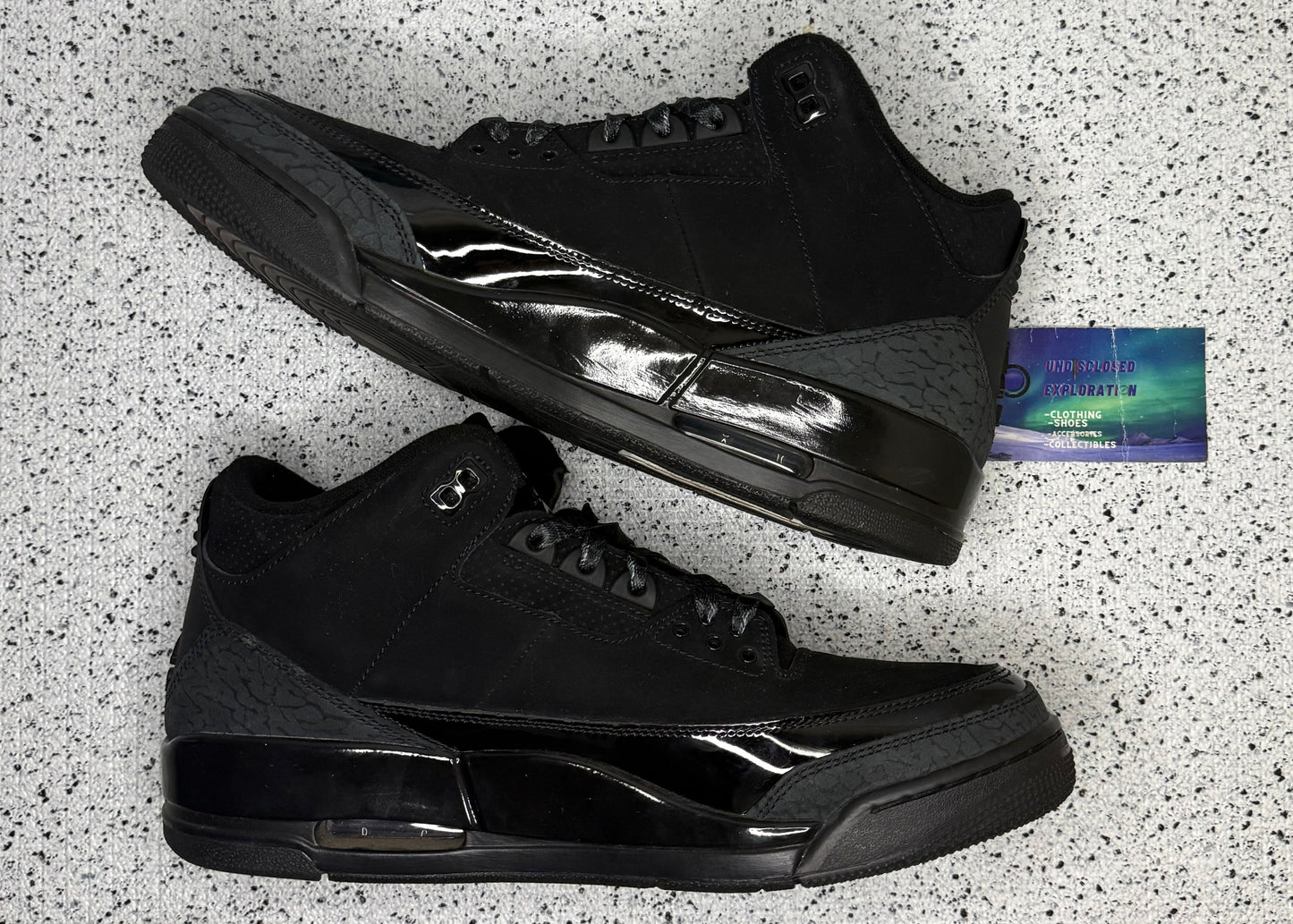 Jordan 3 Black Cat 10.5 Men/12 Women “Preowned”