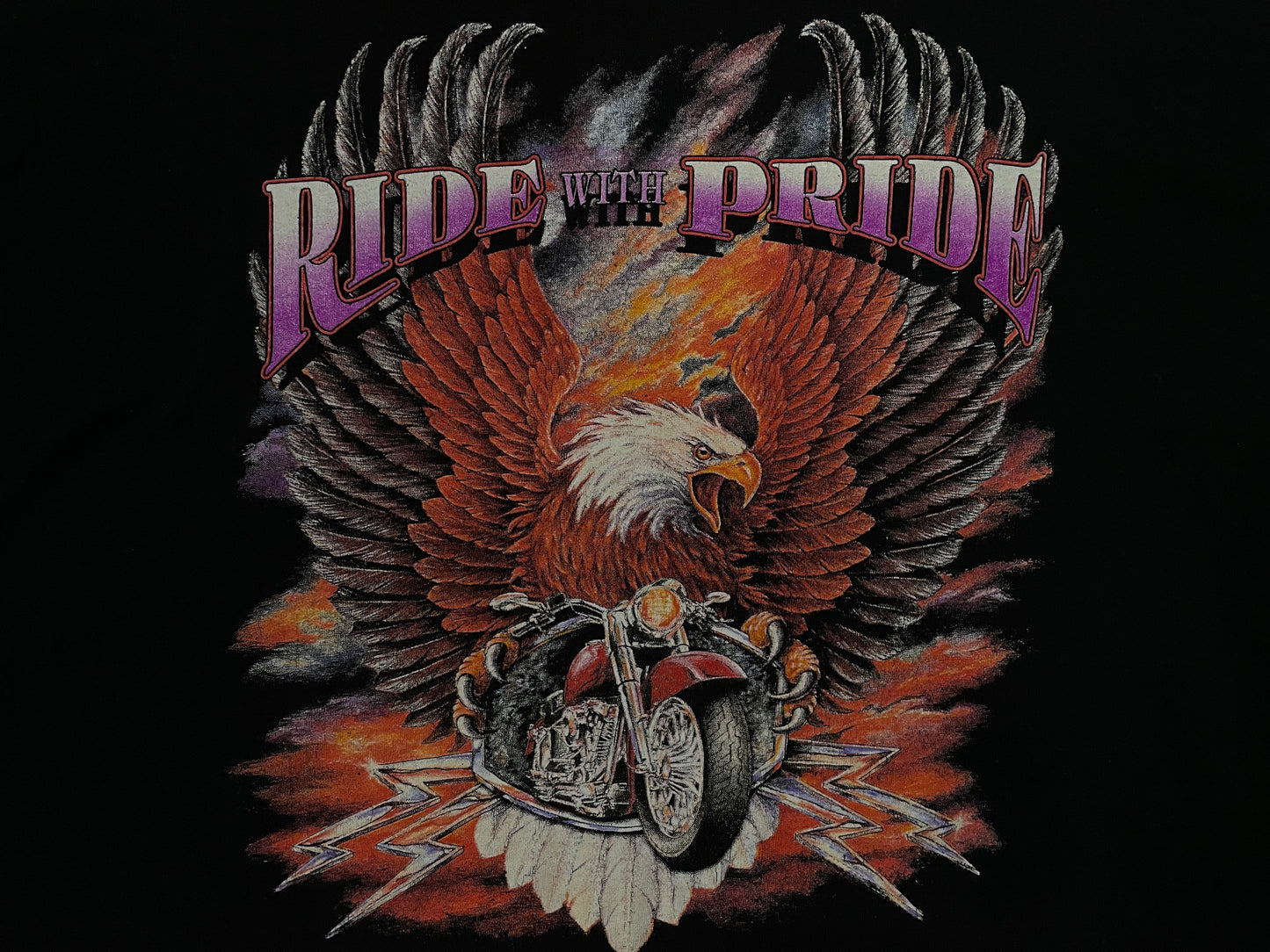 Vintage 1990s Ride with Pride eagle cowhide and chrome tee