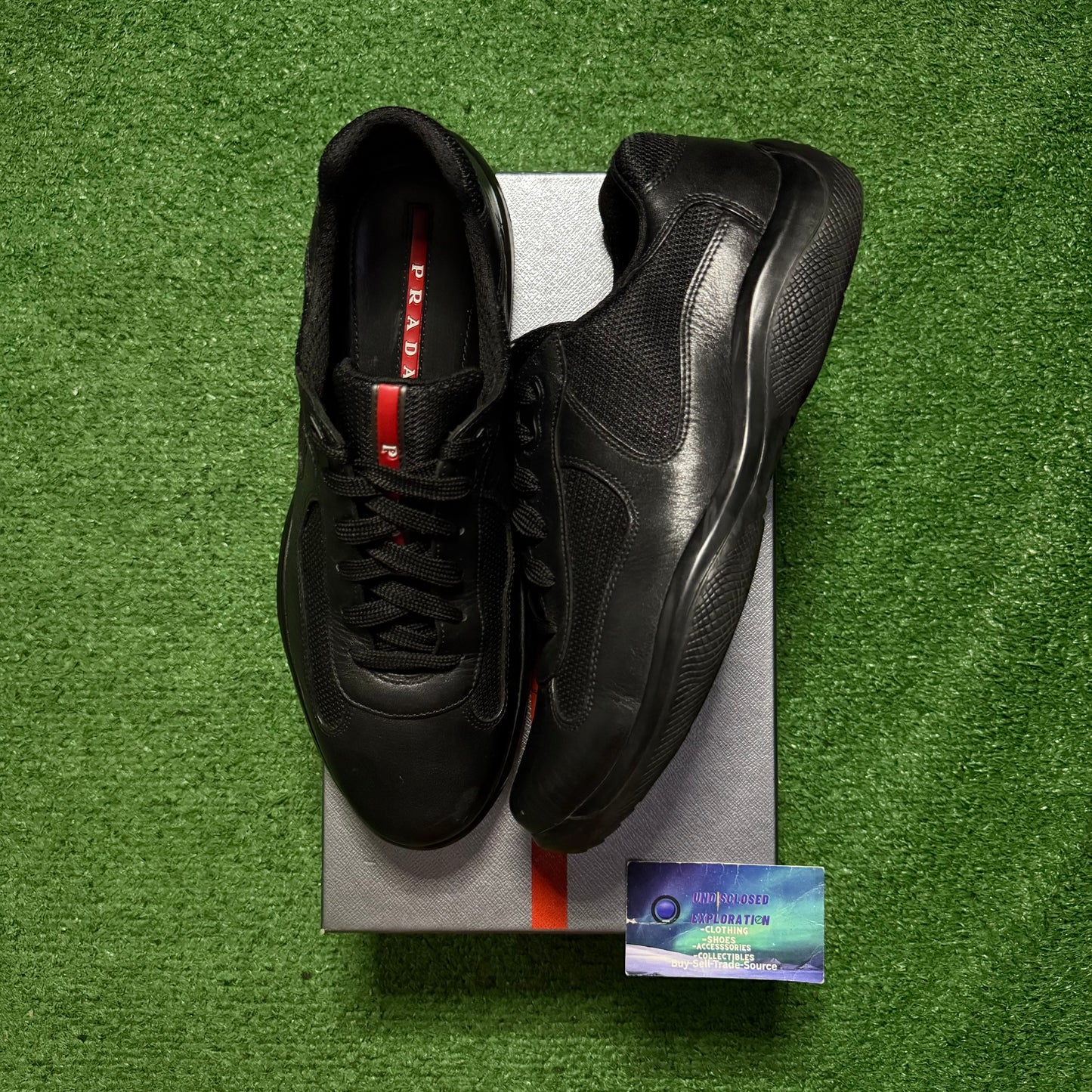 Prada America’s Cup Black Sneakers 8.5 UK/9.5 Men “Preowned”