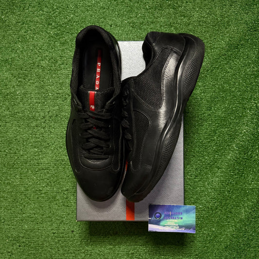 Prada America’s Cup Black Sneakers 8.5 UK/9.5 Men “Preowned”