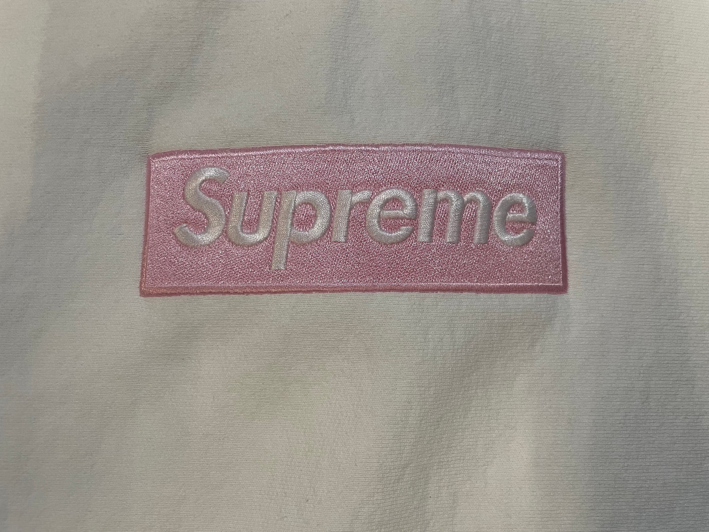 Supreme white and pink box logo 2025 hoodie