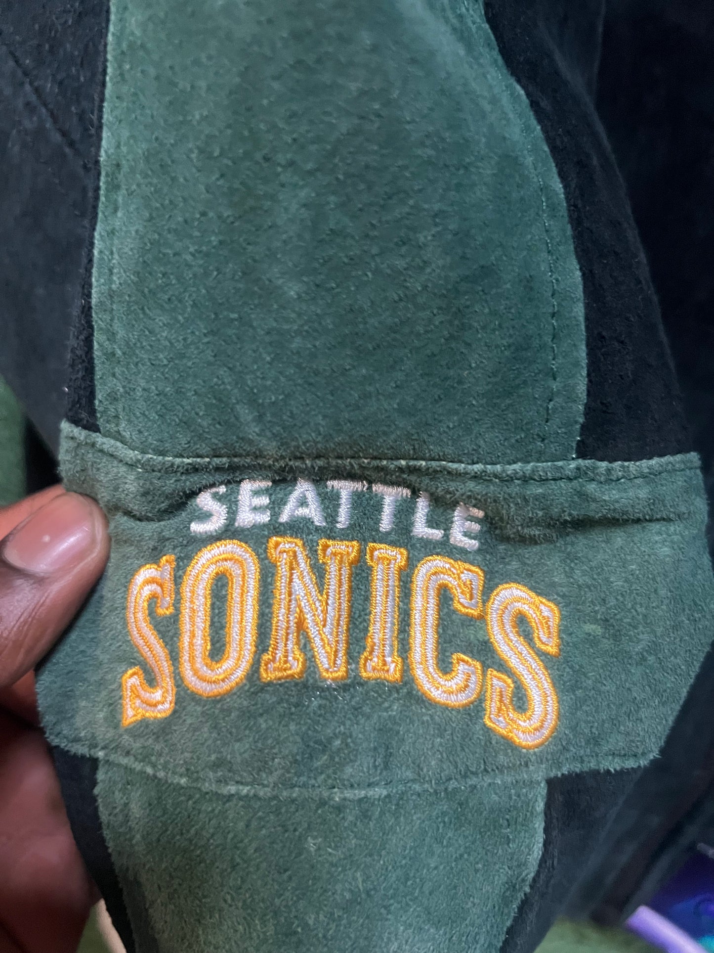 Vintage 1990s Seattle Sonics Suede embroidered jacket