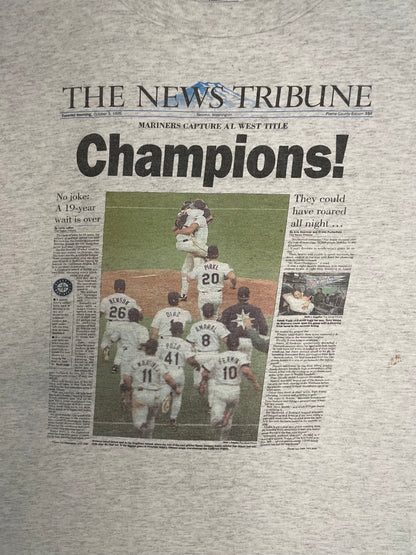 Vintage 1995 Seattle mariners champions the news tribune newspaper tee