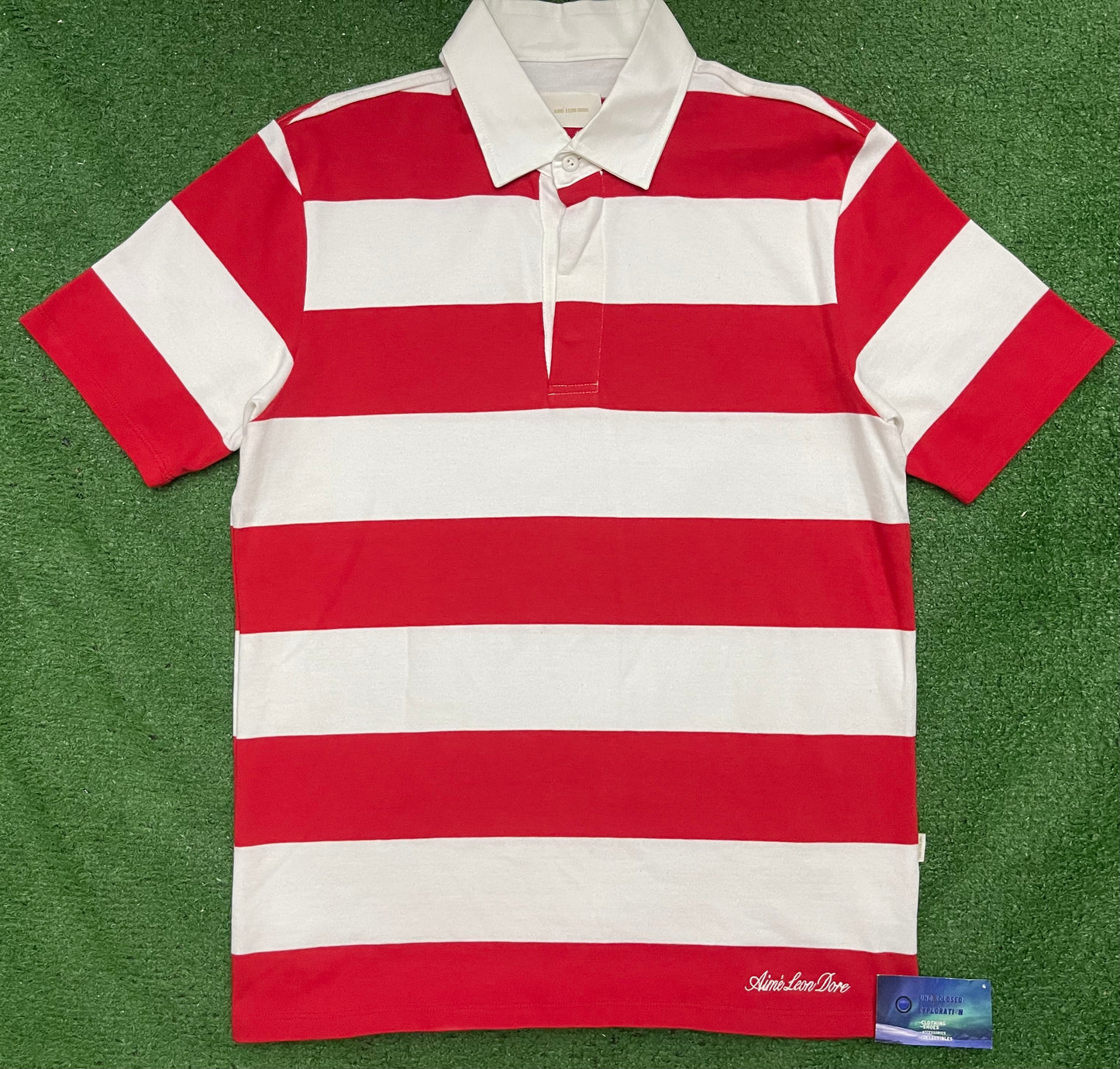 Aimé Leon Dore Red Striped Polo Shirt