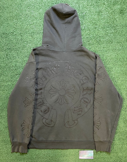 Vintage Chrome Hearts grey zip up hoodie