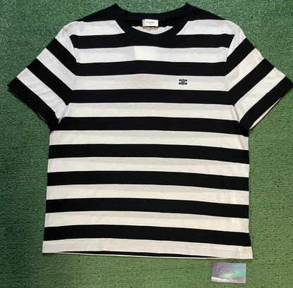 Celine embroidered cropped striped tee