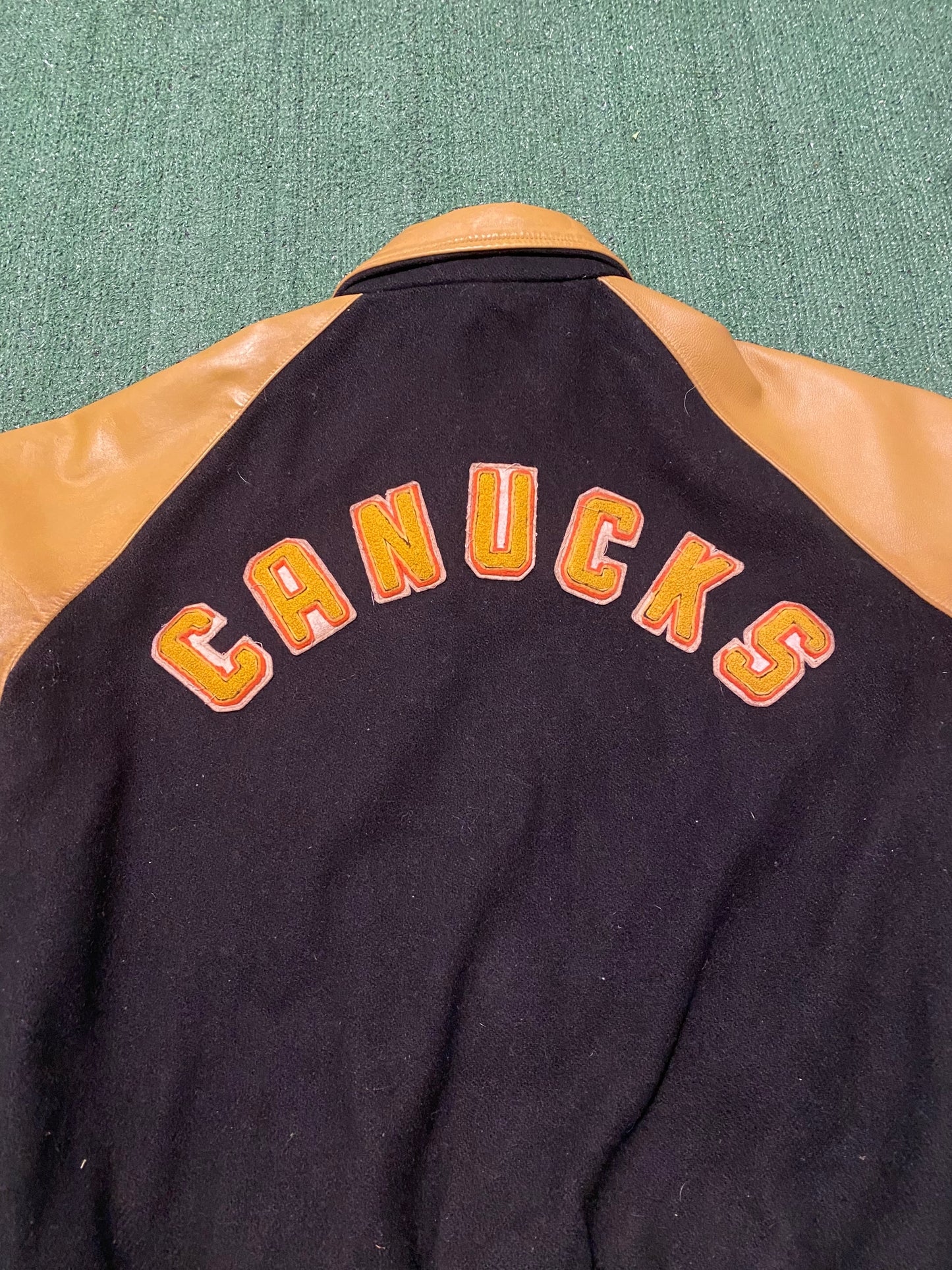 Vintage Bentley Canucks Leather Varsity Jacket