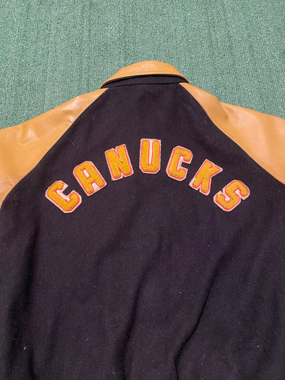 Vintage Bentley Canucks Leather Varsity Jacket