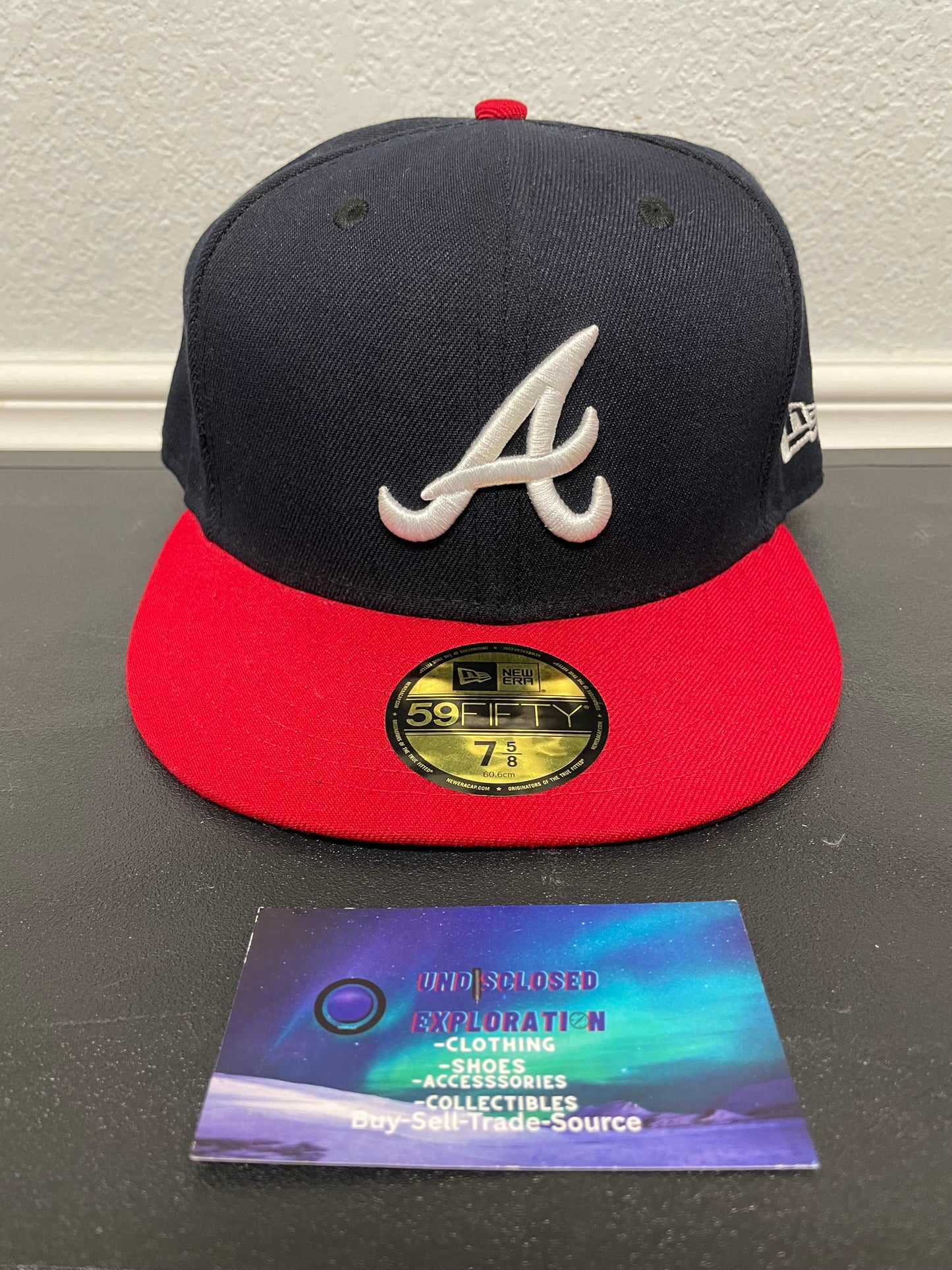 Atlanta Braves navy and red new era fitted hat