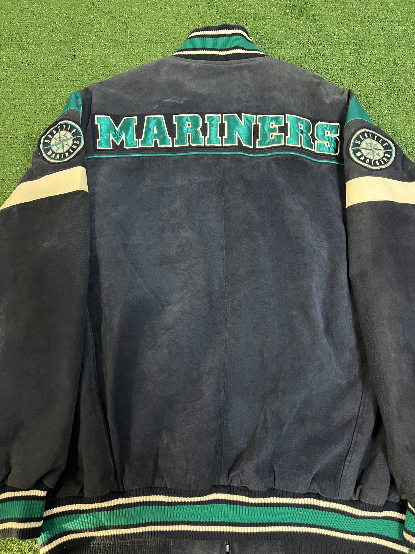 Vintage 1990s Seattle mariners leather and suede jacket