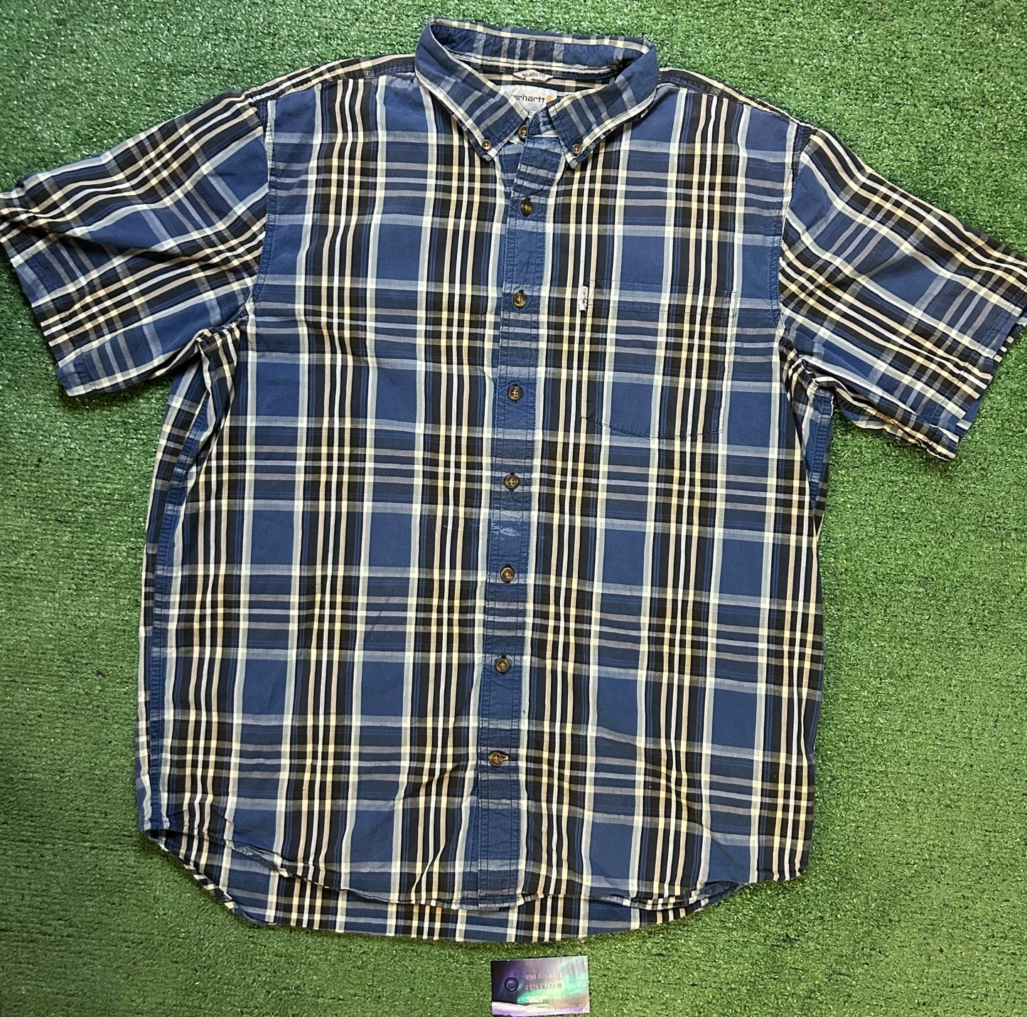Carhartt blue short sleeve button up