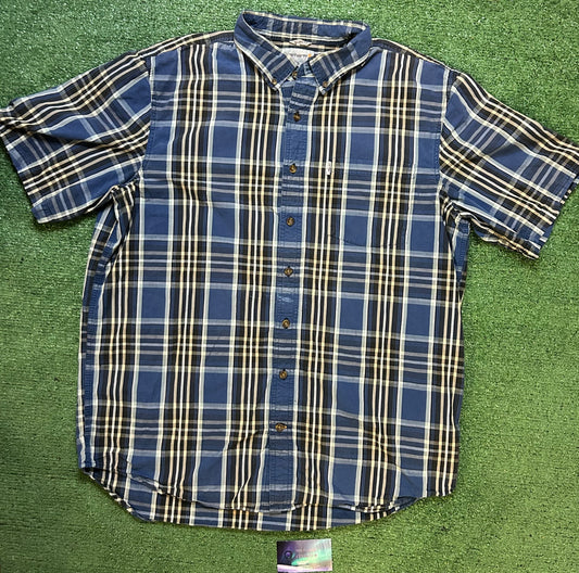 Carhartt blue short sleeve button up