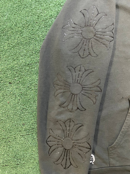 Vintage Chrome Hearts grey zip up hoodie