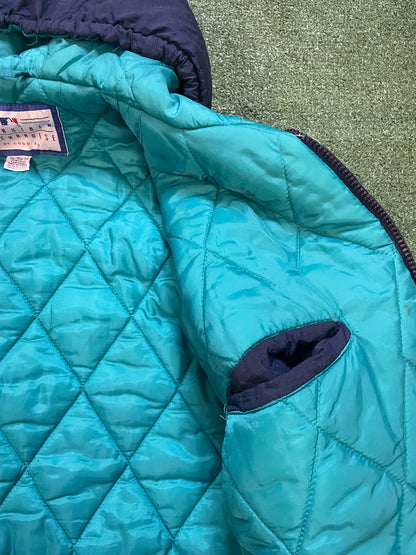 Vintage 1990s Seattle Mariners blue and teal puffer jacket