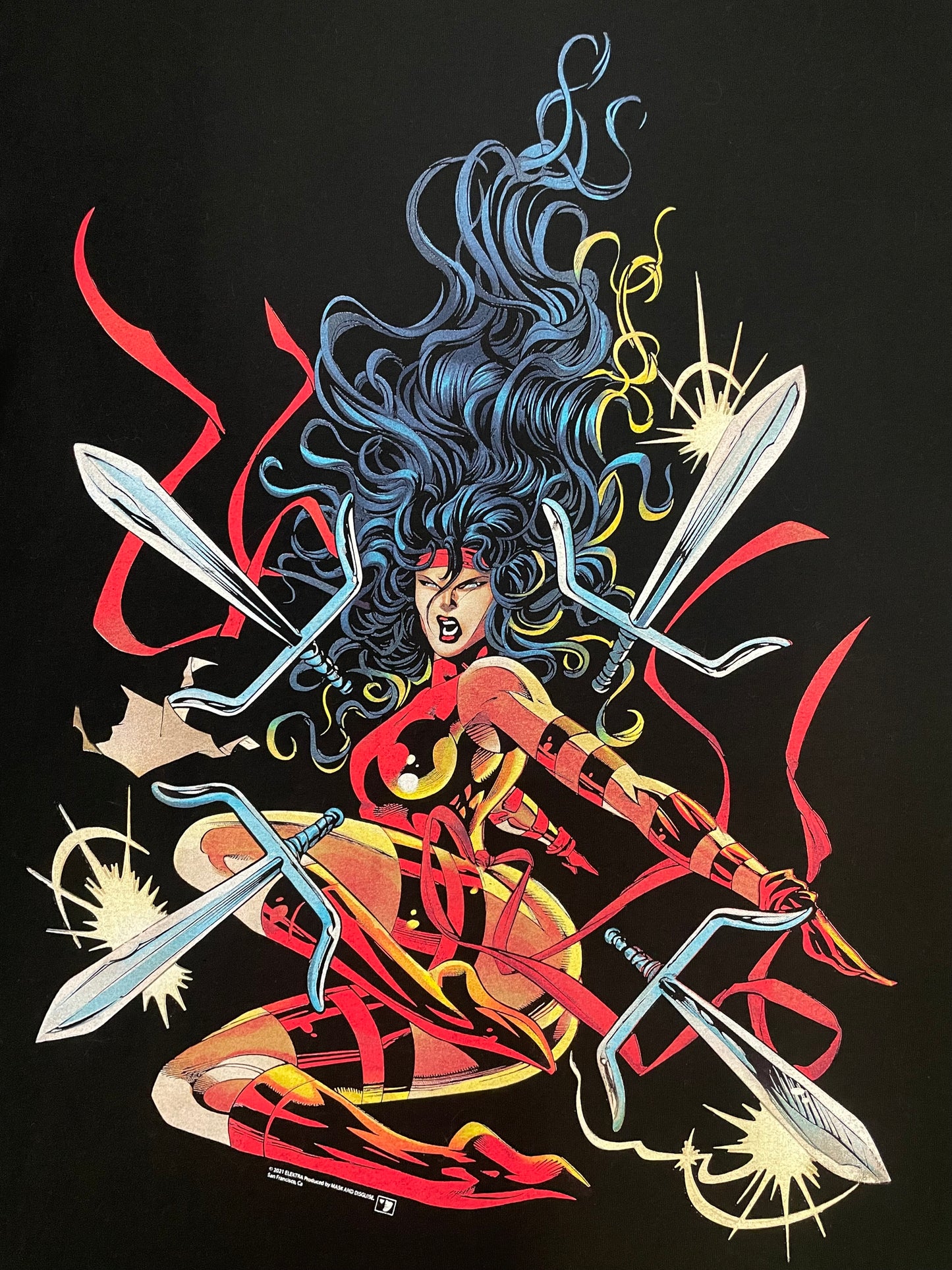 Mask and disguise elektra marvel tee