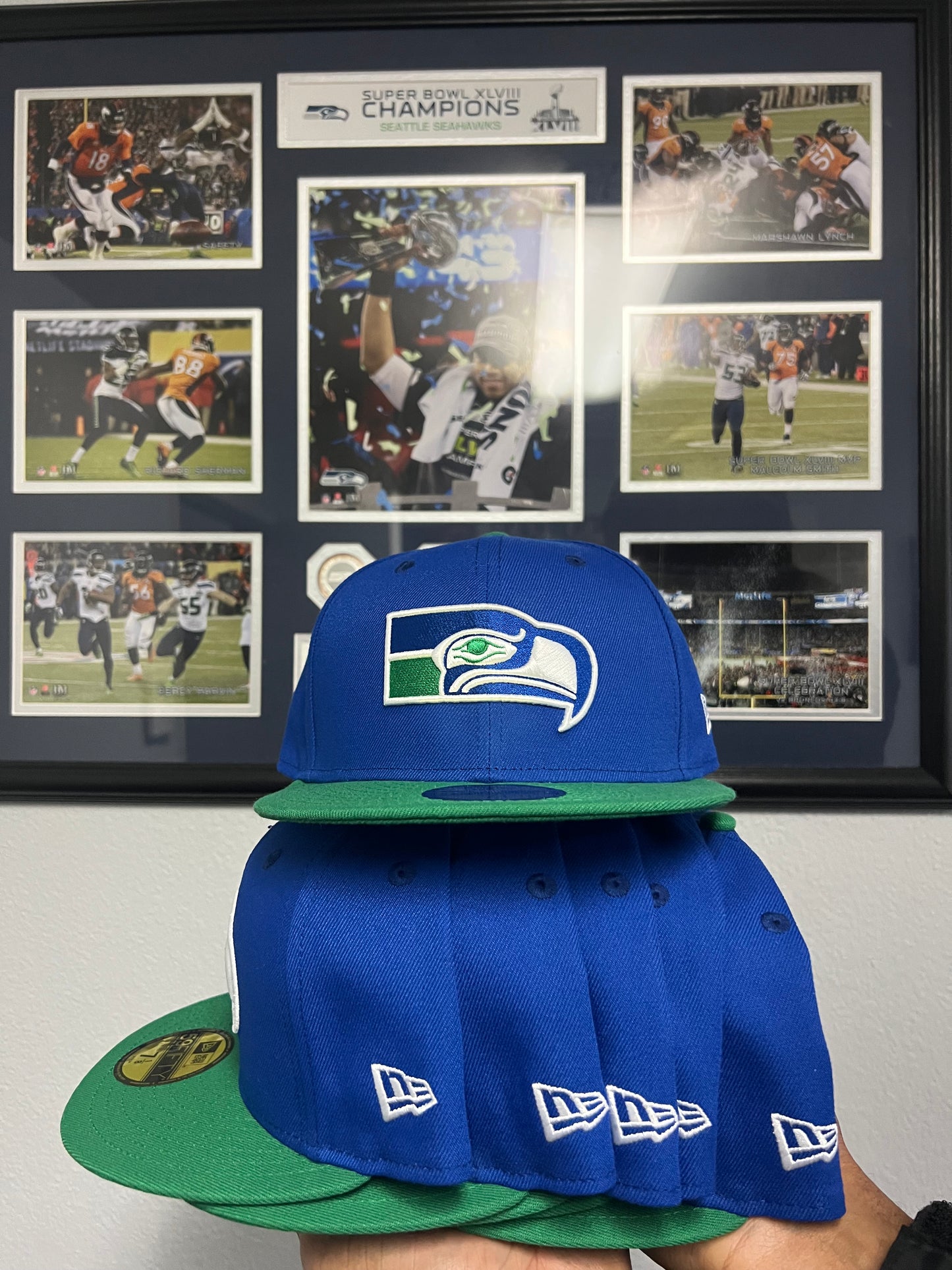 Seattle Seahawks blue and green fitted hat