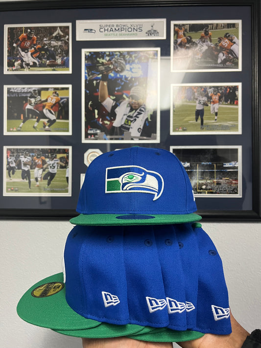 Seattle Seahawks blue and green fitted hat