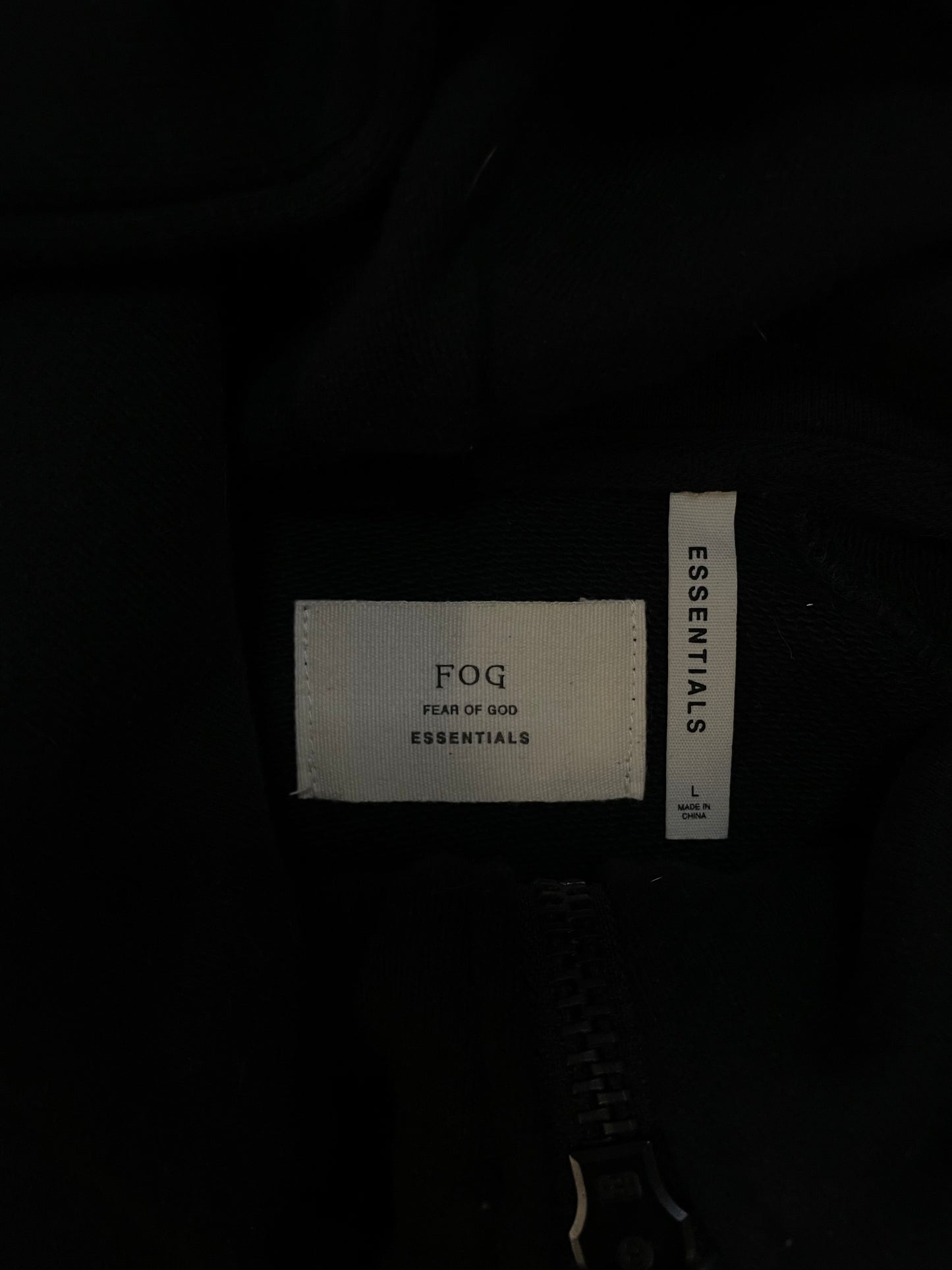 Fear of god essentials quarter zip up  black hoodie