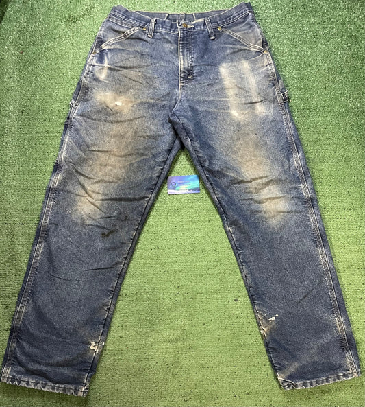 Wrangler blue distressed carpenter jeans