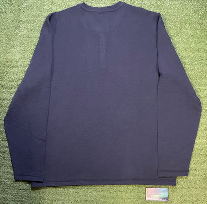 Marine Layer Weekend Sport long sleeve waffle knit henley navy shirt