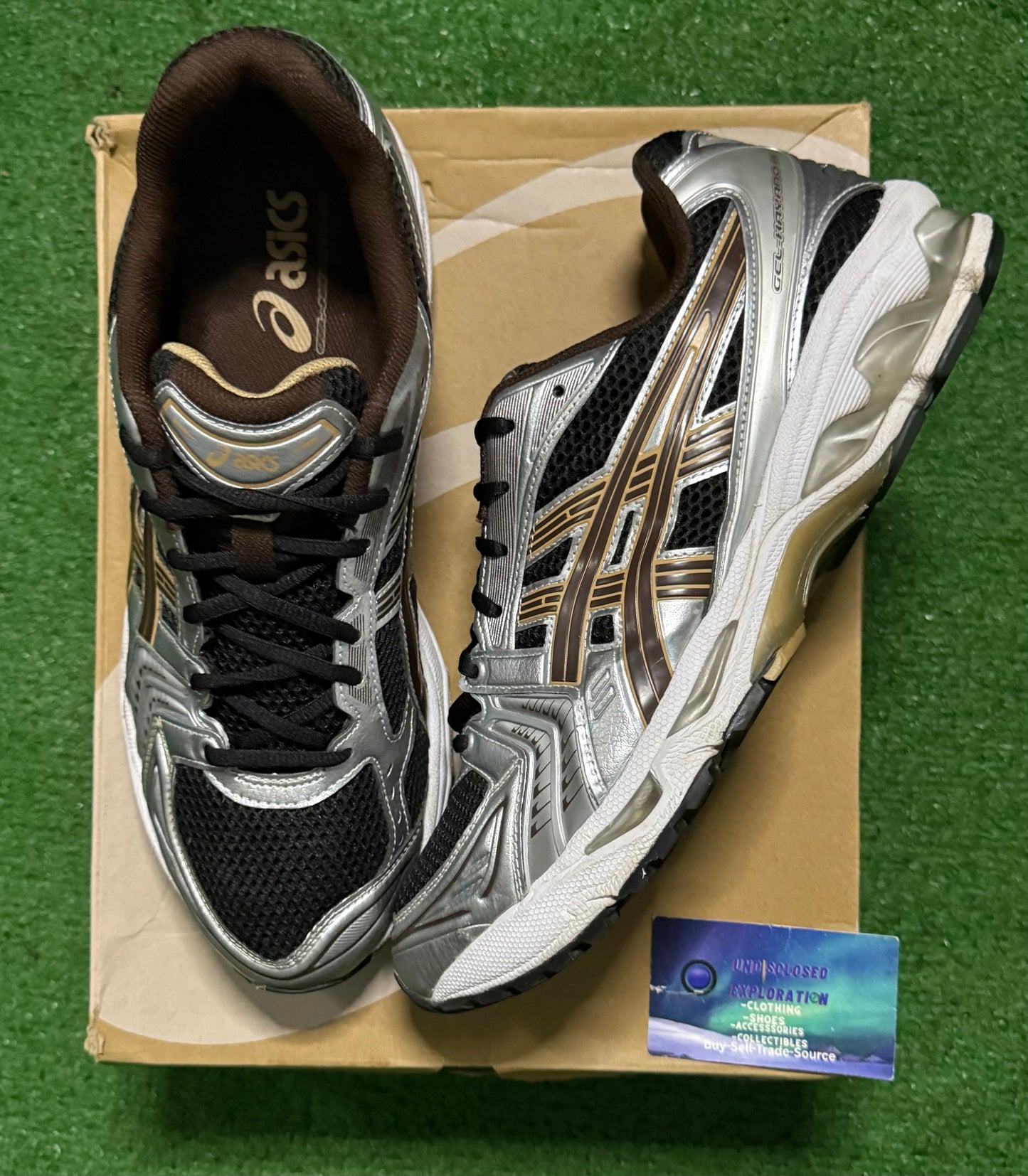 ASICS Gel Kayano 14 Black Coffee Silver 12 Men/13.5 Women “Preowned”