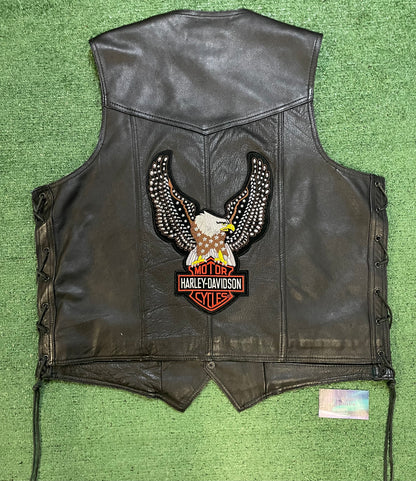 Vintage Harley Davidson leather embroidered eagle vest