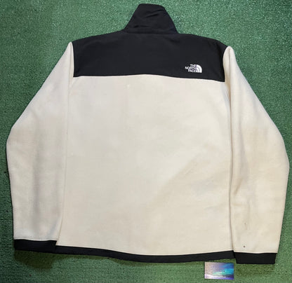 The North Face white and black Denali jacket
