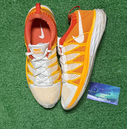 Nike Flyknit Lunar 2 orange Flame 8.5 Men/10 Women “Preowned”